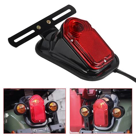 Motorcycle Black Chrome Red Tombstone Brake Tail Light Signal For