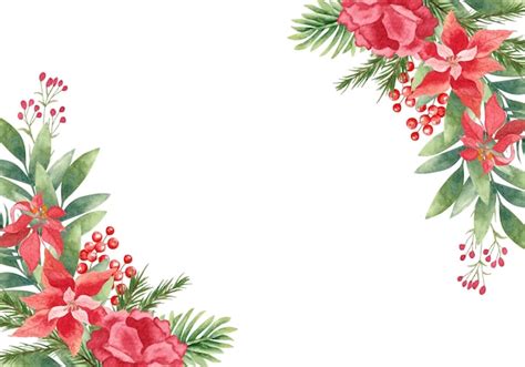 Premium Vector Watercolor Christmas Floral Ornamental Background With