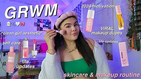 GRWM Clean Girl Makeup Glow Up With Me 2024 Viral Tik Tok