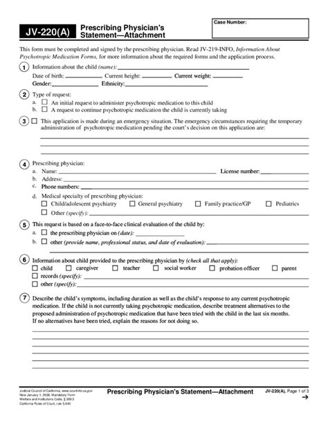 Jv 220a Prescribing Physicians Statement Free Download