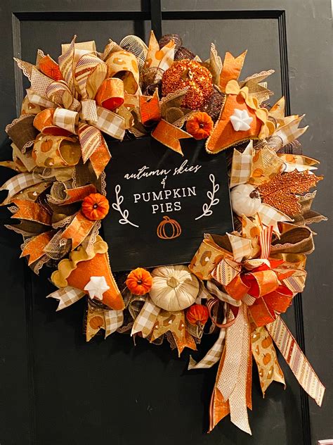 Autumn Skies And Pumpkin Pies Wreathpumpkin Spice Fall Wreath Everyday