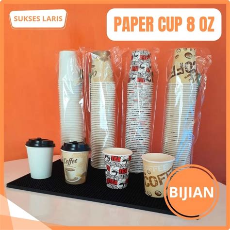 Jual Papercup Oz Cup Motif Kopi Teh Cappuccino Green Tea Milk Paper