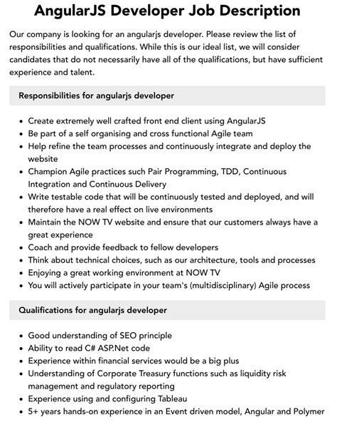 AngularJS Developer Job Description Velvet Jobs