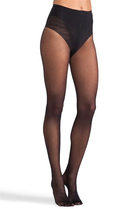 Lyst Wolford Tummy Control Top Tights In Black