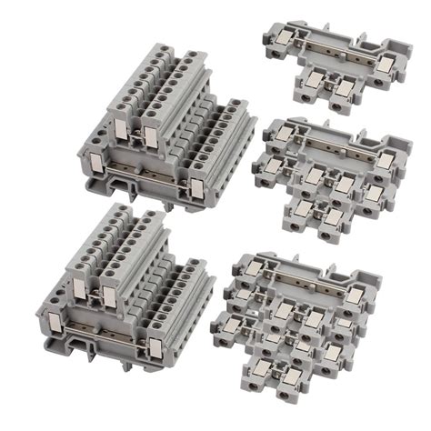 Uxcell 25Pcs MBKKB2 5 DIN Rail Mount Double Level Terminal Block 500V 2