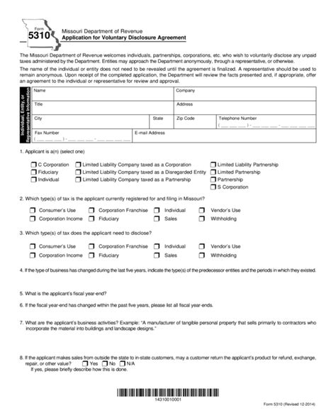 Form 5310 Application For Voluntary Disclosure Agreement Edit Fill