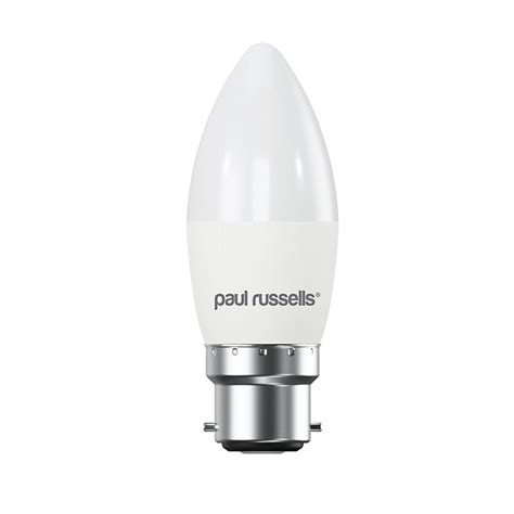 Paul Russells Led Candle Dimmable Bulb Bayonet Cap Bc B22 55w 470lumens C37 40w Equivalent