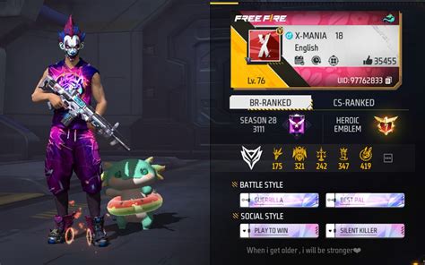 X Manias Free Fire MAX ID Stats K D Ratio Headshots And YouTube