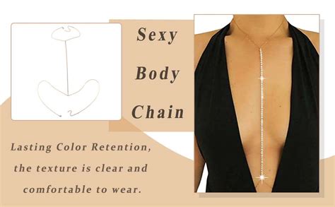 Amazon Wznbboy Rhinestone Sexy Body Chain Gold Crystal Body Chain Crossover Bikini Bra