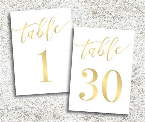 Printable Gold Wedding Table Numbers 1 - 30 #2504754 - Weddbook