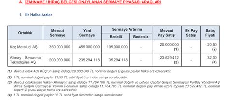 Altinay Koc Halka Arz Sanayi Gazetesi