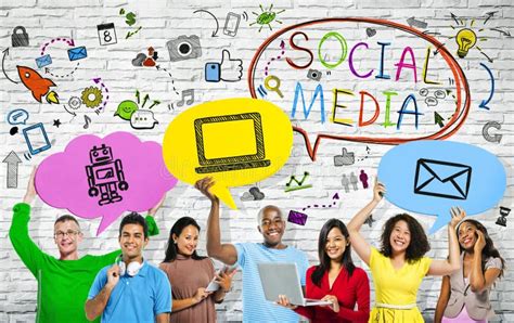 Social Media Concepts With A Multi Ethnic Group Of People Stock Photo