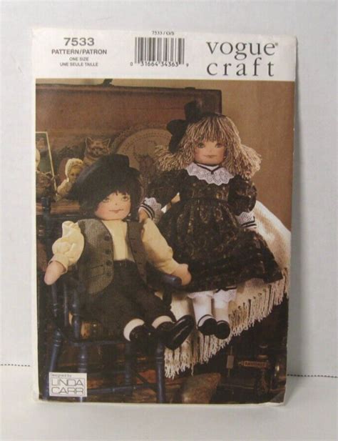 Vogue Craft Sewing Pattern OOP 7533 Boy Girl 24 Rag Dolls Linda Carr