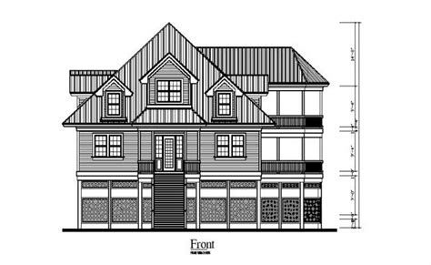 Autocad Drawing Of The House With Elevation Residential House Open