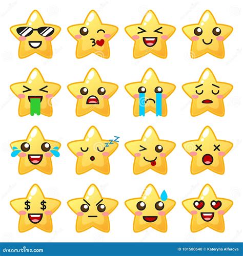 Star Emoji Cute Emoticons Stock Vector Illustration Of Character