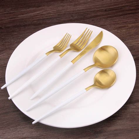 Flat Out Fabulous! 5 White and Gold Flatware Sets!