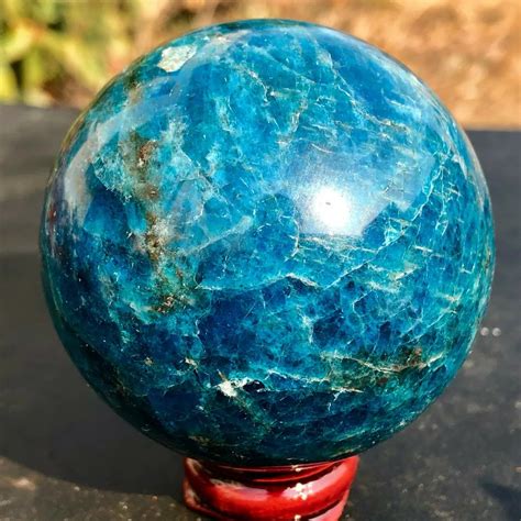 Esfera De Piedra De Apatita Azul Natural Bola Curativa De Reiki De