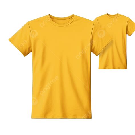 Plain Yellow T Shirt Mockup Template With View Front And Back Isolated