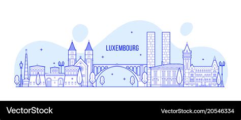 Luxembourg city skyline buildings Royalty Free Vector Image