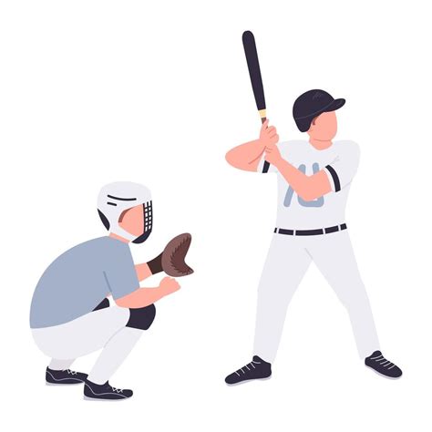 Baseball Batter And Catcher In Uniform Vector Art At Vecteezy