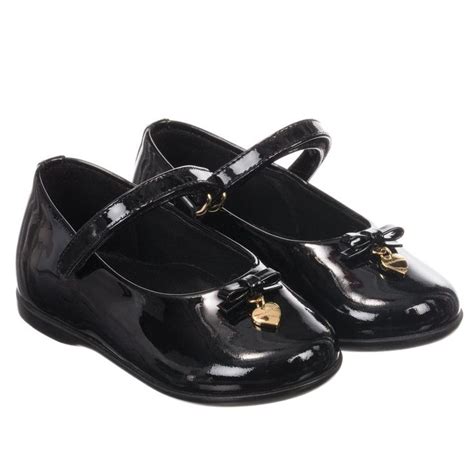 Dolce And Gabbana Girls Black Patent Shoes At Black