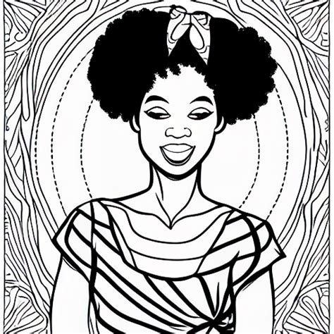 Beautiful African American Woman Outline For Coloring Book · Creative