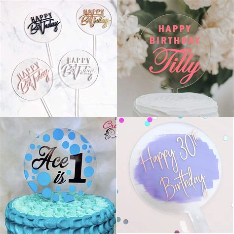 Oacryliby 5 Pcs Blank Acrylic Cake Topper Clear Circle DIY