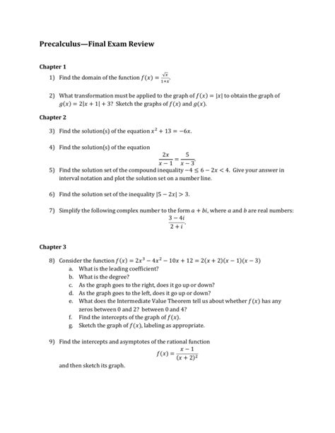 PrecalculusFinal Exam Review