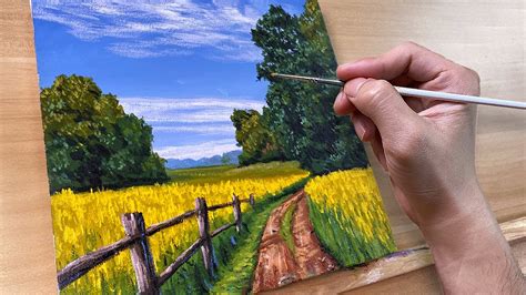 Wheatfield Landscape Acrylic Painting Correa Art Youtube