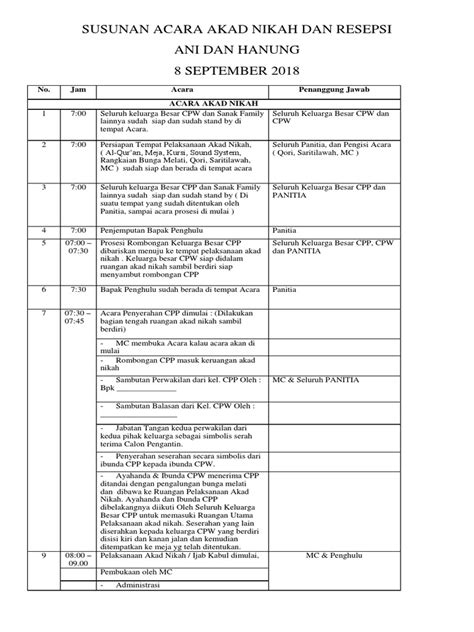 Susunan Acara Akad Nikah Dan Resepsi Pdf