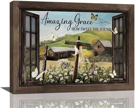 Amazon Banonaty Rustic Farmhouse Christian Wall Art Window Frame