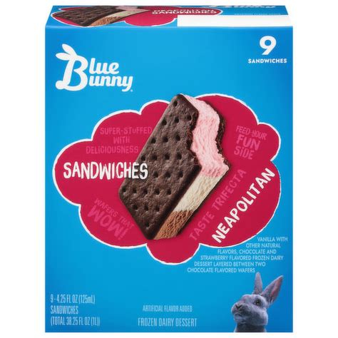 Blue Bunny Frozen Dairy Dessert Neapolitan Sandwiches Super 1 Foods