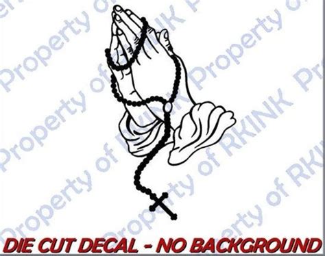 Praying Hands Pray Rosary Beads Vinyl Decal Church Wall Car Etsy