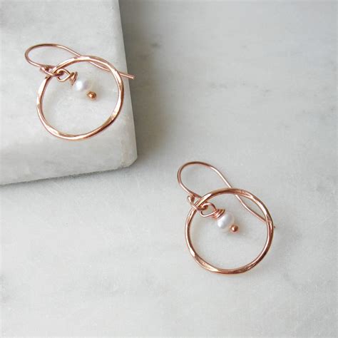 Pearl Rolled Rose Gold Earrings Hazey Designs