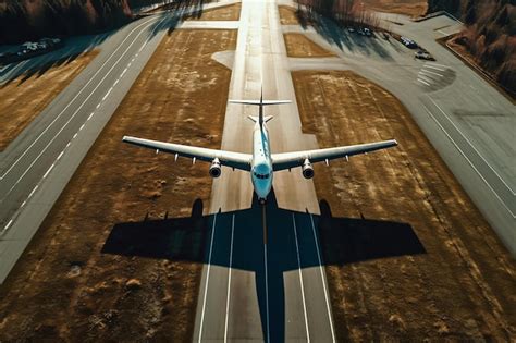 Premium Photo A Blue And White Airplane Is Taking Off From The Runway