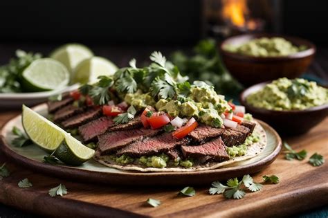 Taco De Carne Reci N Asada Con Guacamole Y Cilantro Foto Premium