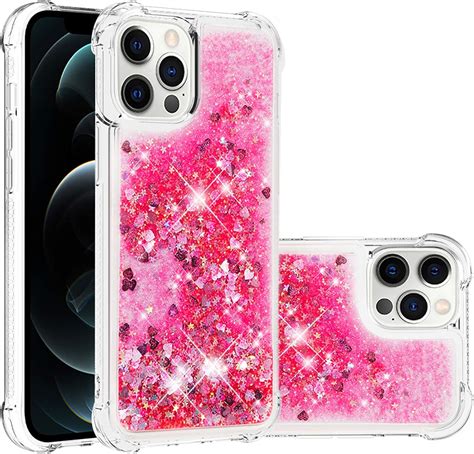 Lemaxelers Compatible With Iphone 12 Pro Max Case Bling Glitter Liquid Clear Case Floating