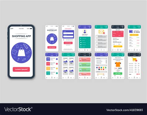 Set Of Ui Ux Gui Screens Shopping App Flat Vector Image