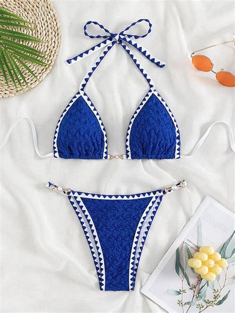 Shein Swim Bohofeel Mai De Bikini De Cabresto Tri Ngulo Ponto De