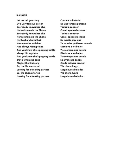 La Chona Song English Pdf
