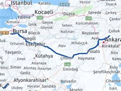 Bursa Akyurt Ankara Arası Kaç Km Kaç Saat Yol Tarifi