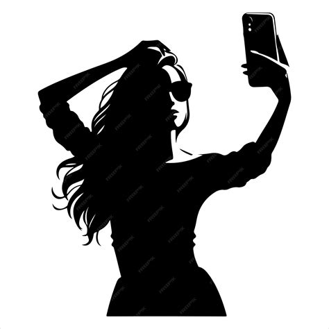 Premium Vector Woman Take A Selfie Vector Silhouette Black Color