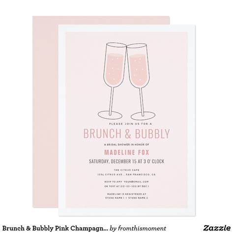 Brunch And Bubbly Pink Champagne Bridal Shower Invitation Zazzle Bridal Shower Champagne