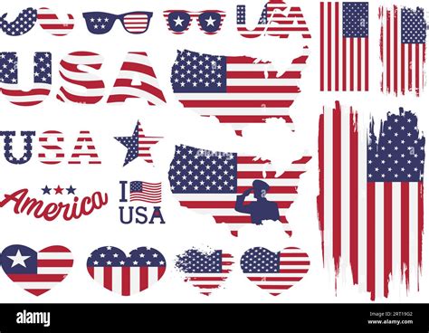 USA Flag Vector Set Memorial Stock Vector Image & Art - Alamy