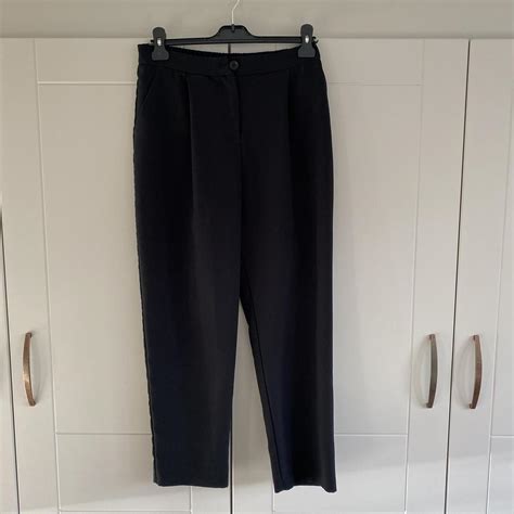 Black Smart Work Trousers Tapered With Elasticated Depop