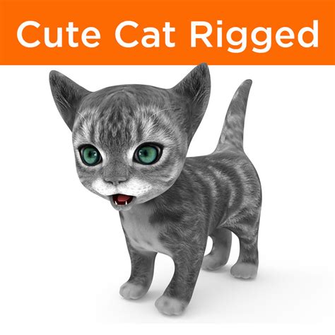 Cute cartoon cat rigged 3D model - TurboSquid 1253878