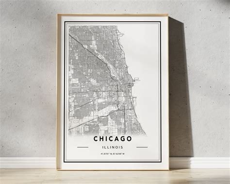 Chicago Map Print Chicago Map Poster Chicago Map Wall Art Chicago