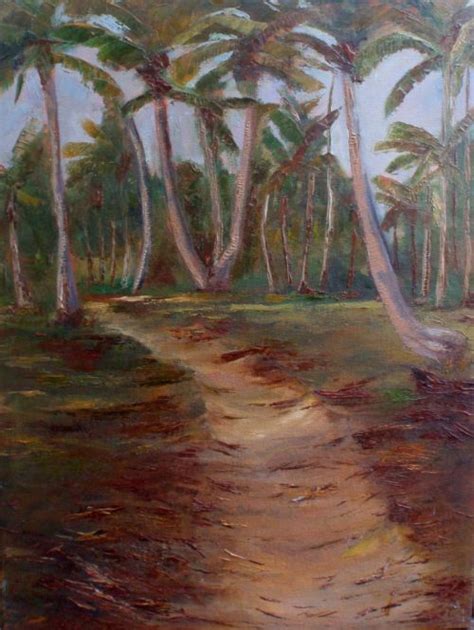 Paintings TROPICAL ORIGINAL OIL PAINTING PALMS ON CANVAS PALETTE