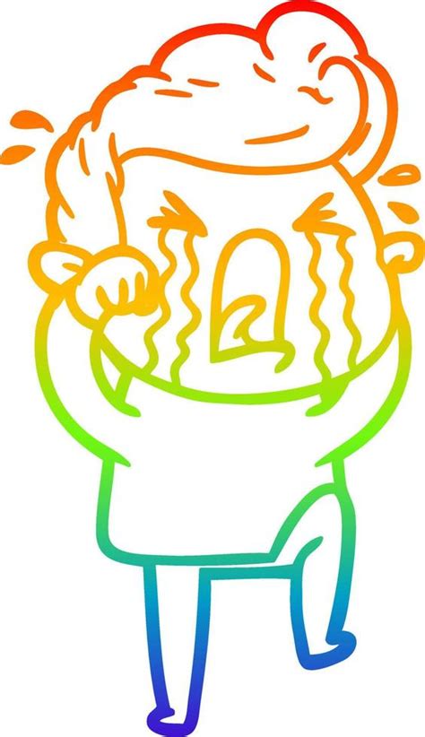 Regenbooggradi Nt Lijntekening Cartoon Huilende Man Vectorkunst