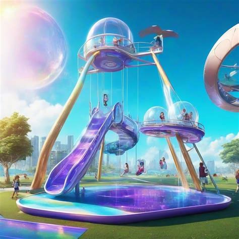 Premium Photo Colorful Playground On Yard In The Park Ai Generated Image